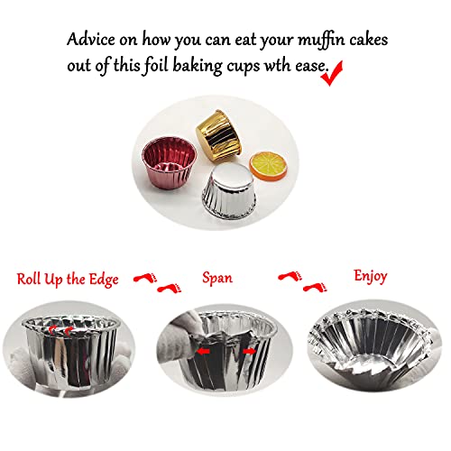 Aluminum Foil Standard Muffin Cupcake Liners, Disposable Baking Cups with Vibrant Color for Party Celebration, Silver 50-Count - color: Silver