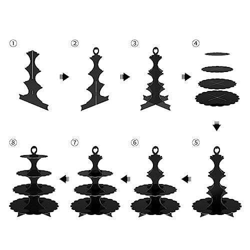4-Tier Round Black Cupcake Stand, 2 Pack – Elegant Dessert Display for Weddings, Parties, Birthdays - color: Round Black 2 Pcak