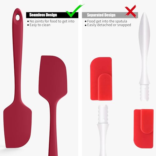 Doosu 600°F Heat Resistant Silicone Large Spatula, 11.4in, Red - color: Red, size: 11.4in (Flat Spatula)