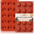 HKNMTT Silicone Semi-Sphere Molds 15 Cavities 2-Pack 1.5" for Chocolate Truffles Jelly Fat Bombs Gelatina, Small Baking Round Half Sphere Candy Moulds, Homemade Freeze Food Grade BPA Free Oven Safe - style: 1.5" Semi Sphere 2PCS