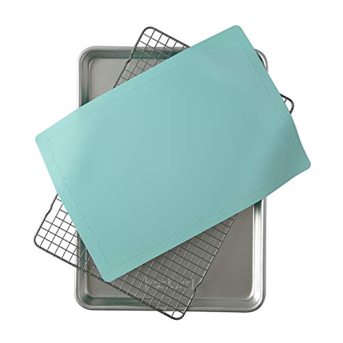 Nordic Ware 3-Piece Cookie Set, 1 Pack, with Aqua Baking Mat - size: Half Sheet + Silicone Mat + Grid