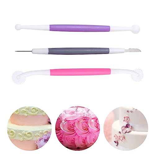 Vctitil 3Pcs Cake Decorating Tools,Fondant Sugar DIY Tools Cake Supplies,Pastry Carving Cutter Decorating Needle Tool Sugar Cookie Baking Scribing Tool