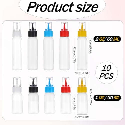 10 Pcs Squeeze Bottles 1 oz and 2 oz Frosting Bottle Icing Bottles