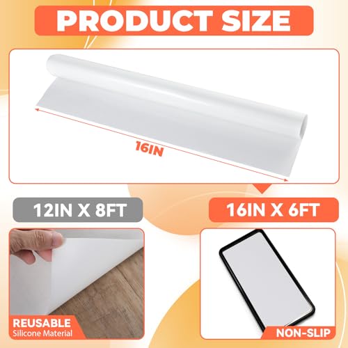 16IN x 6FT Silicone Baking Mat Roll - Large Food Grade Silicone Sheet Heat Resistant for Oven Freeze Dryer Liner, Non-stick Pastry Mat, Non-slip Kitchen Countertop Protector