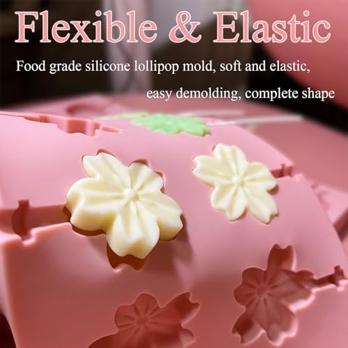 303Pcs Lollipop Mold Kit, CHELIZIYA 3 Shapes Pink Silicone Candy Molds