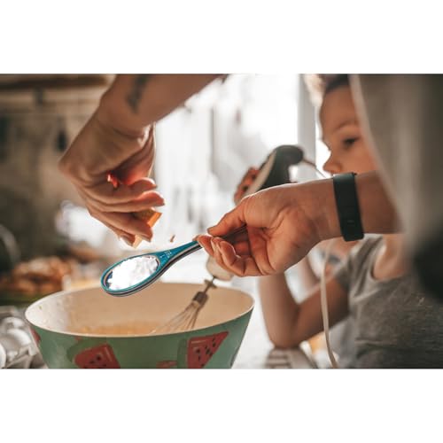 6pcs Pakkawood Measuring Spoons Set, Turquoise Blue - color: Turquoise Blue 6pcs