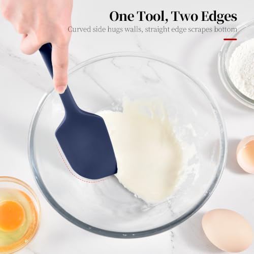 600ºF Heat Resistant Silicone Spatula Spoonula Set of 4, Blue - color: (3) Midnight Blue, size: 4 Spatulas