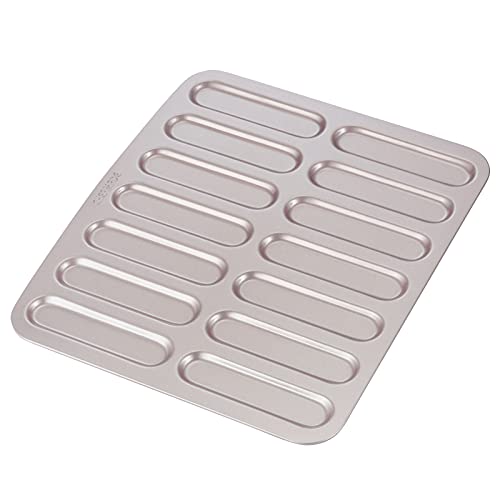 CHEFMADE Eclair Cake Pan, 14-Cavity Non-Stick Mini Eclair Cookie Biscuits Bakeware for Oven Baking (Champagne Gold) - size: Eclair 14 Cups