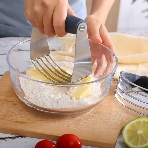 Dough Blender, Top Professional Pastry Cutter with Heavy Duty Stainless Steel Blades, Medium Size - color: Black