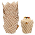 50 Pcs Tulip Cupcake Liners for Baking Cups, Natural Striped - color: Natrual Stripe