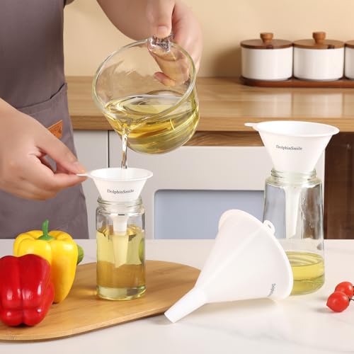 DolphinSmile Funnels for Kitchen Use Filling Bottles 3 Pcs Plastic Funnel - color: White