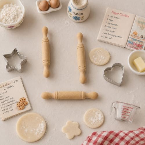 LUOZZY 15Pcs Mini Wooden Rolling Pins 2 Inch Baking Tool Models for Crafts