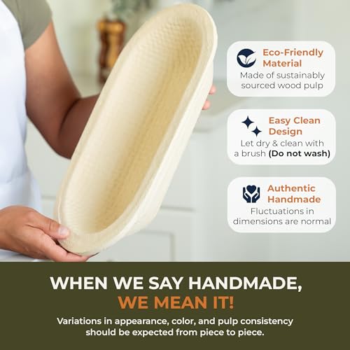 Sourdough Banneton Bread Proofing Basket Large 12" Oval Waffle 1kg - size: 1kg