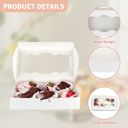 50 Pcs Cookie Boxes with Window 12 x 5.5 x 2.5 Inch