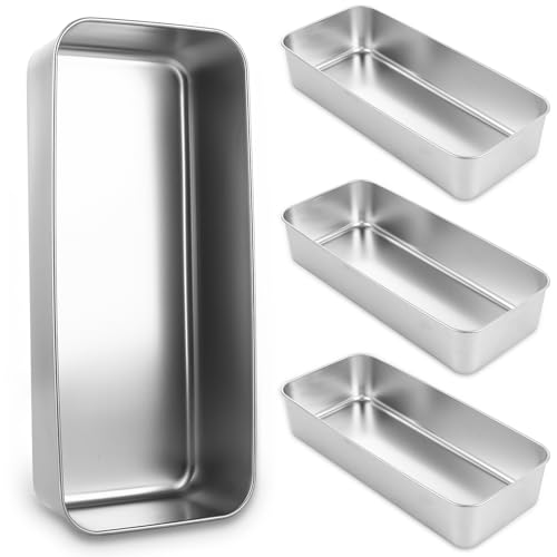AKOLAFE 4 Pack Stainless Steel Loaf Pan Large 12.5”x5.5” Banana Bread Pan for Homemade Bread Loaf Pans for Baking Bread Tin Long Sourdough Bread Baking Pan Metal Sandwich Loaf Bread Pans for Meatloaf