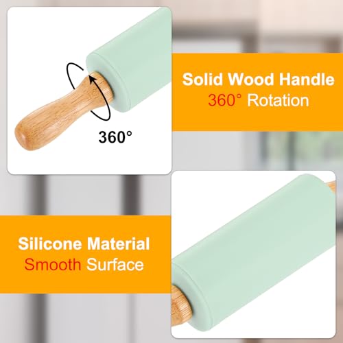 uxcell 4 Inch Silicone Rolling Pin Small Dough Roller Mint Green - color: Mint Green, size: 4 Inch