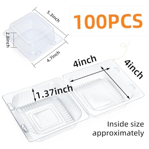 100 Count Heavy Duty Clear Clamshell Food Containers Hinged with Lids - color: Clear - 100 Count