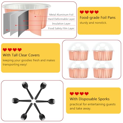 Free-Air 5oz Cupcake Pans with Dome Lids, Dot Cake Cups Mini Cake Tins - color: Champagne