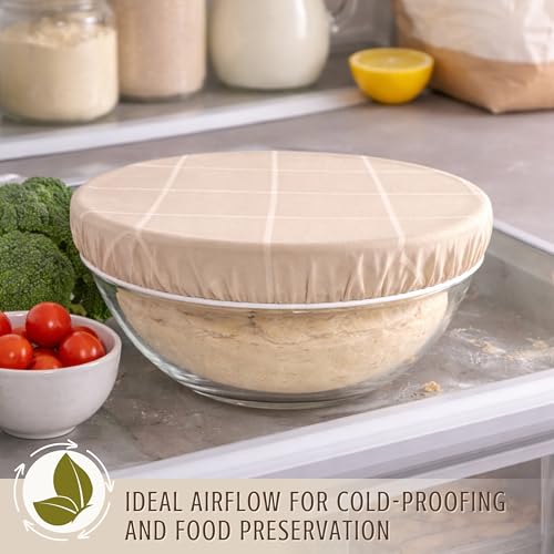 Nectar & Nest Reusable Bowl Covers for Bread Proofing, Sourdough Cover, 10" - color: White & Wheat Twill, size: Large