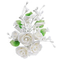 O'Creme Gumpaste Flower Spray Edible White Rose Cake Topper 6x8 - color: White, style: Rose 1