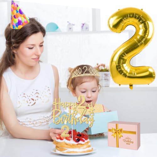 YeohJoy Gold 2nd Birthday Decorations for Girl - style: 2nd