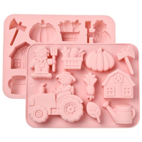 Airssory 2 pcs Farm Themed Silicone Fondant Molds Thanksgivign Themed Moulds for DIY Cake Chocolate Pudding Jelly Candy Resin Crafts Candle Home Decor - color: Silicone Fondant Molds Thanksgivign - 2 pcs