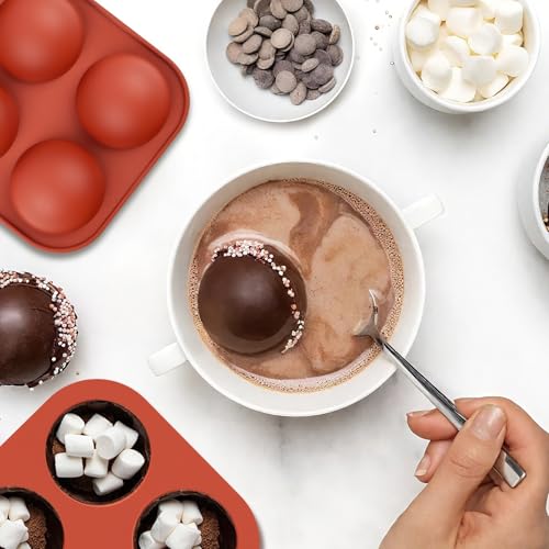 JOERSH Semi Sphere Silicone Hot Chocolate Bomb Molds, 4Pcs, 6-Cavity - color: 6 Medium (4 Pack)