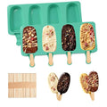 Silicone Popsicle Molds, 2 Pcs Green Popsicles Molds, 4 Cavities Ice Cream Mold with 50 Wooden Sticks for Making Cakesicles Fudgesicle Candy DIY Cake Ice Pop Summer Party Supplies - color: Green