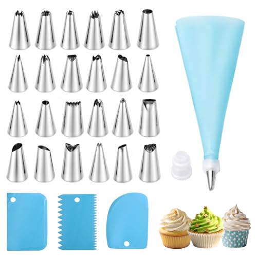 Piping Bags and Tips Set, Cake Decorating Kit Supplies Frosting Piping Kit