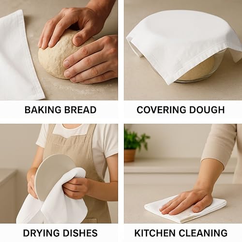 Flour Sack Towels | Tea Towel for Crafts | Kitchen Dish Cotton Blank Towel for Embroidery | Baking Bread Proofing Linen Cover | Super Absorbent Quick Dry | 3 Pack 18"x28" White - color: White, size: 18"x28" - 3 Pack