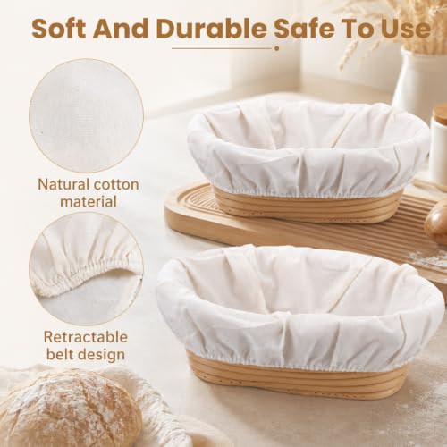 Oruola 6PCS Proofing Basket Liner,10In Cloth Banneton Cover