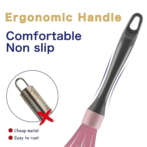 OYV Dishwasher Safe Silicone Whisk, 12-Inch, Non-Scratch, Pink - color: Pink
