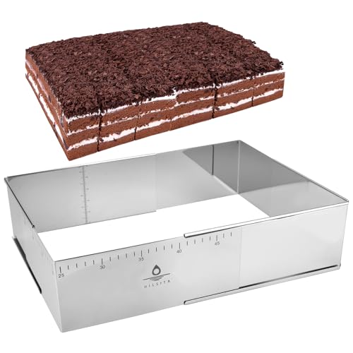 Adjustable Rectangle Mousse Cake Ring Mold - Extendable Stainless Steel Rectangle Shaped Cake Cutter, Bakeware for Customized Baking - Heavy Duty Baking Accessories - 9.8 * 7.5 * 4IN - size: 9.8*7.5*4IN