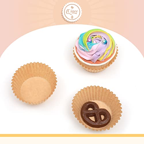 qiqee Natural Brown Cupcake Liners, 300 Count, Jumbo Size - color: Brown, size: Large Size/300Packs