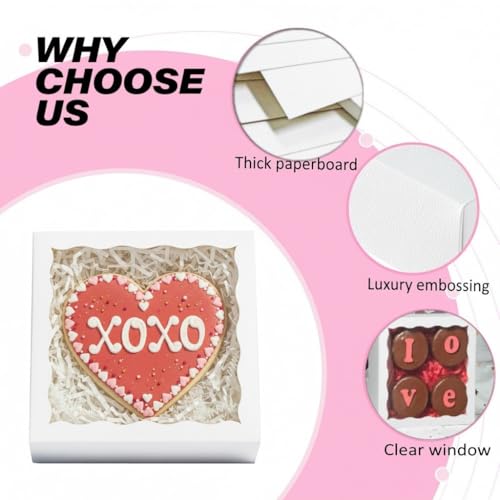 NEKSUNBAK 50PCS 5x5x1.2 inch White Cookie Gift Boxes