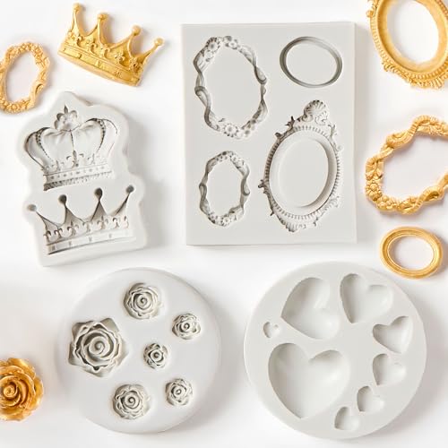 JOERSH Silicone Vintage Baroque Fondant Mold Set, 4Pcs - style: Royal