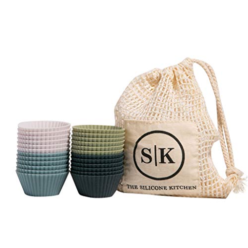 The Silicone Kitchen Reusable Mini Silicone Baking Cup, Non-Toxic, BPA Free, Dishwasher Safe, Mini, 48 Pack, White Blue Green - size: Mini (Pack of 2)