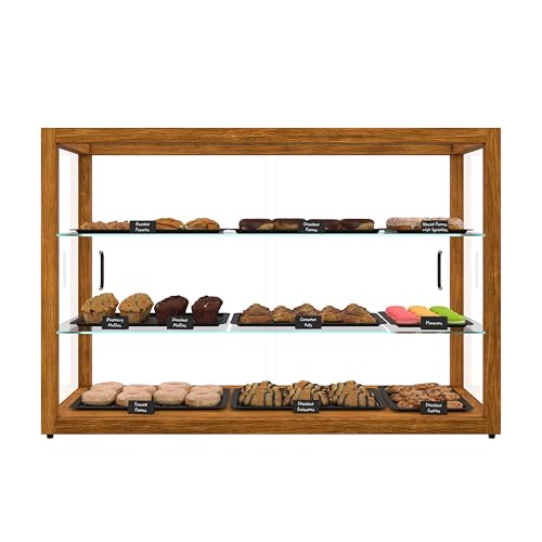 KoolMore 42 in. Horizontal Light Wood Countertop Dry Bakery Display Case, Large Bread, Pastry and Dessert Display with Tempered Glass - color: Light Wood, size: 42 in.
