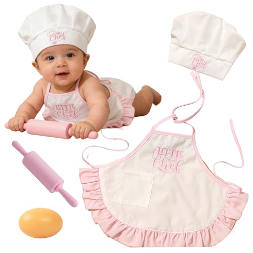 4 Pack Newborn Chef Outfit Photography Props 0-6 Months - color: Pink
