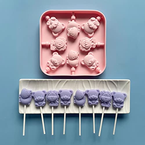 Animals Lollipop Mold Set,Silicone Bear Candy Sucker Mold (Animal C) - color: Animal C