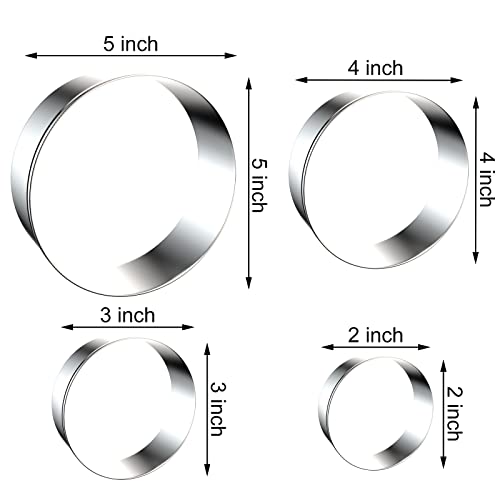 Circle Round Biscuit Cookie Cutter Set - Large Donut Cutter Ring Molds - 5 Inch, 4 Inch, 3 Inch, 2 Inch - Geometric Plaque Cookie Cutters Shapes - Stainless Steel - color: Circle