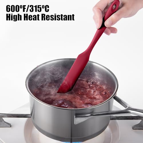Doosu Silicone Jar Scraper Spatula Long Handle for Peanut Butter (Red) - color: Red, size: 9.7in (jar spatula)