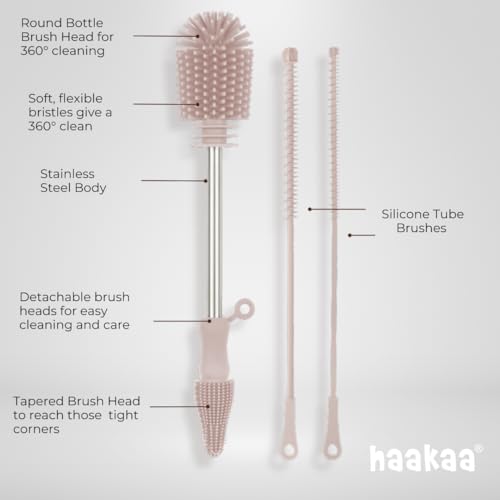 Haakaa Food-Grade Silicone Double-Ended Cleaning Brush (Brush-Lime) - color: Brush-lime