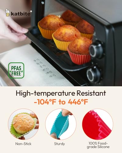 Katbite Silicone Cupcake Liners 24 Pack, Reusable Muffin Baking Cups - size: Rainbow Color 24