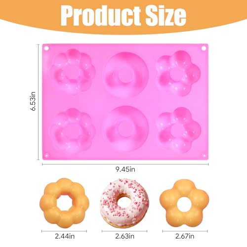 3 Pack Silicone Donut Pan for Baking,Non-Stick Doughnut Pan with 6 Indentations，Dishwasher Safe, Heat Resistant and Microwave Safe