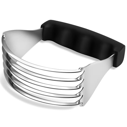 Urbanstrive Large Pastry Cutter Tool, Top Professional Pastry Blender Stainless Steel, Heavy Duty Dough Blender, Dishwasher Safe Baking Supplies Baking Tools, Black