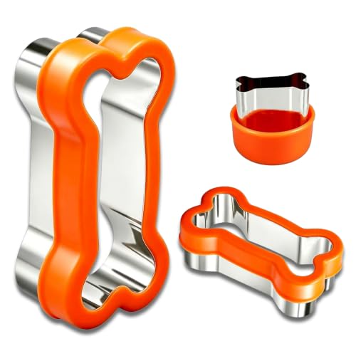 3 Pcs Dog Bone Cookie Cutters, Stainless Steel Biscuit Cutters Set