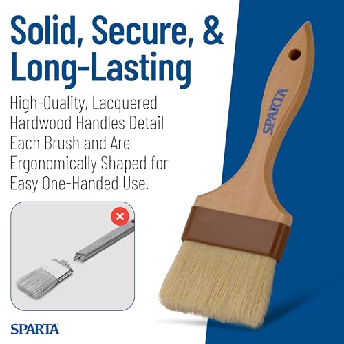SPARTA Kitchen Basting Brush – 4037600 Basting Brush for Cooking Flat Boar Bristle Brush, Hardwood Handle for Kitchens, Restaurants, Catering, High Heat Food Prep, 4in, Pack of 12 - size: 4" Wide Flat Brush