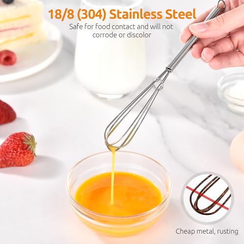 U-Taste Small Mini Whisks for Cooking, 18/8 Stainless Steel 7" Wisking Tool - color: Silver, size: Mini