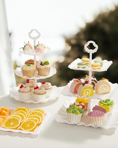 Kootek 10pcs Cupcake Stand Dessert Table Display Set Serving Tray for Party - color: Bright White, size: 10 Set